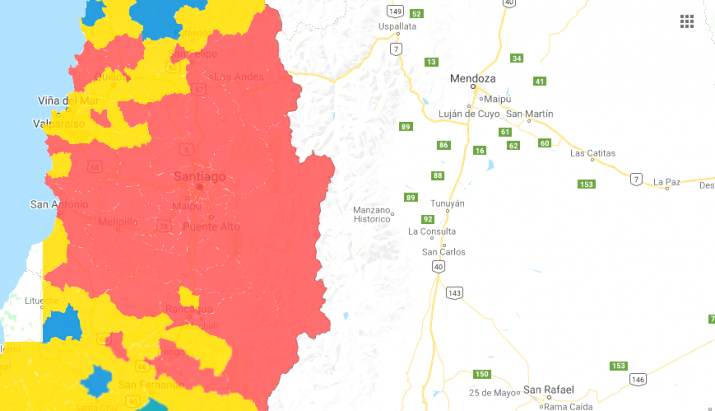 El mapa que confirma que es imposible que vengan turistas chilenos a Mendoza - imagen dentro del texto